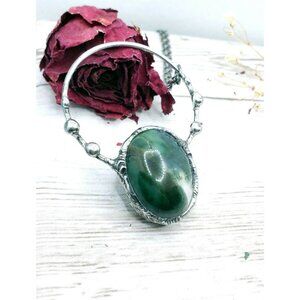 Moss agate crystal Necklace